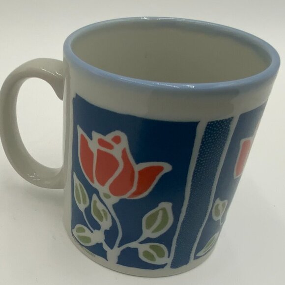 Vintage Otagiri Japan Red Rose Pattern Artwork By Lynn Digby Coffee Mug - Picture 4 of 6